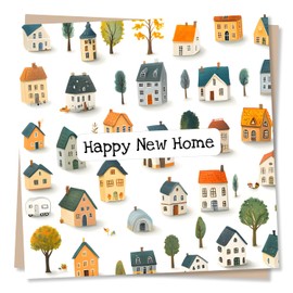 Happy New Home Card - Beautiful Houses - Different House Designs - Home, House, Mansion, Tree House - for a new Couple, Family, New Home Owner