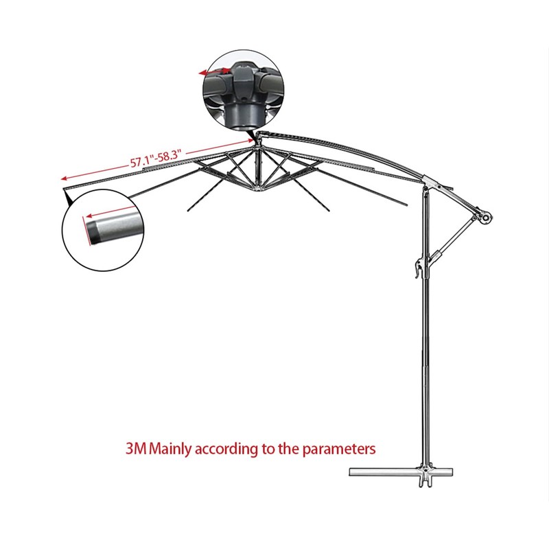 Balcony Parasol, Replacement Cover Parasol 6/8 Struts, Bendable, Parasol 3