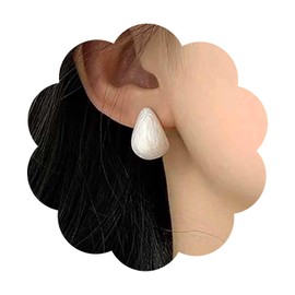 Allereya Boho Enamel Teardrop Earrings White Pear Stud Earrings White Enamel Earrings Small Waterdrop Earrings Jewelry for Women