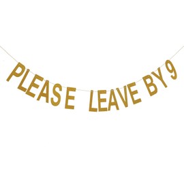 Topfunyy Please Leve by 9 Banner Gold Glitter Party Garland for Bachelorette Party Bridal Shower Engagement Decorations