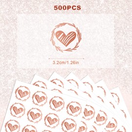 SAVITA 500 Pcs Envelope Stickers Courtyard Shape, Transparent Wedding Envelope Stickers, 3.2 cm Round, Courtyard Shape Stickers for Wedding Invitations DIY (Rose Gold)