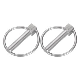 QUARKZMAN 2 Pieces 3/8 Inch x 2 Inch Folding Plug with Ring Stainless Steel Round Flip Connector for Boat Kayak Trailer Trolley Truck Lawn Mower Silver
