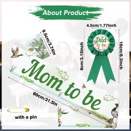 Mallard Duck Mom to Be Sash Dad to Be Pin and Flower Crown Headband for Gender Reveals Party Party Favors Decorations for Pregnancy Props Keepsake