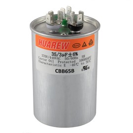 HUAREW 35/3 uF 35+3 MFD ±6% 370V/440V CBB65B AC Capacitor Dual Run Round Capacitor Replacement 35 3 uF MFD 370 440 Volt VAC for AC Unit Fan Motor Start or Heat Pump or Condenser Straight Cool