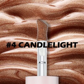 Erinde Liquid Highlighter Makeup, Face Highlighter Bronzer Makeup Stick, Natural Glossy Finish, Lightweight Blendable Silky Smooth Cream Face Illuminator Makeup, Cruelty-free, 04# CANDLELIGHT