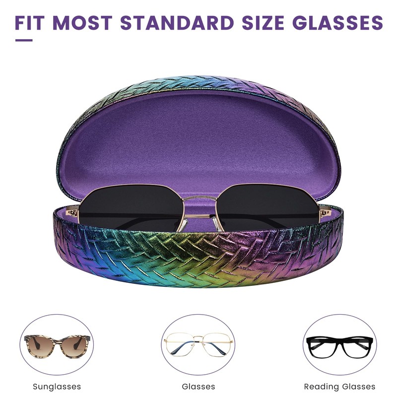 molshine Hard Shell Sunglasses Case,PU Leather Large Glasses Case,Weave Pearlescent