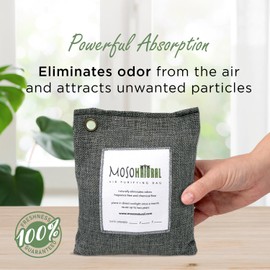 Moso Natural Air Purifying Bag 200g (3 Pack). A Scent Free Odour Eliminator for Cars, Closets, Bathrooms, Pet Areas. Premium Moso Bamboo Charcoal Odour Absorber. (Charcoal Grey)