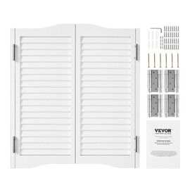 VEVOR Double Saloon Doors, 36" W x 36" H Arched Top Interior Swinging Cafe Doors, Premium Pine Wood, with Hinges & Hardware Kit, Easy to Install, for Hallway Kitchen Bar Pub Entrance, White