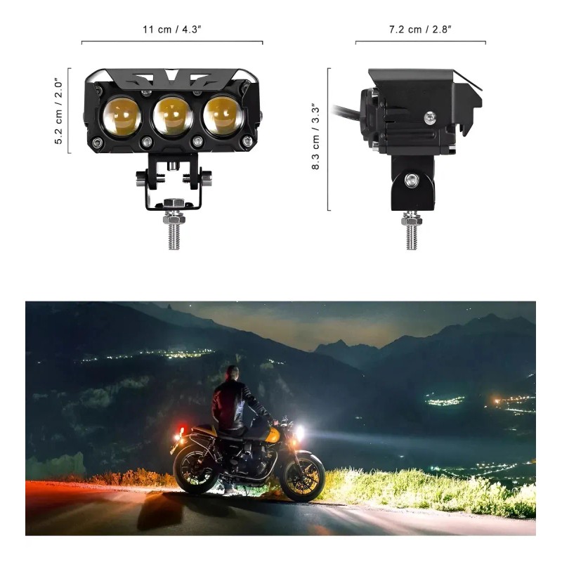 2pzs Faros Auxiliares 3 Modos Doble Color Led Para Auto