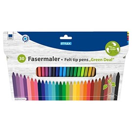 Stylex Recycled Plastic Fibre Tip Pens 2mm Tip with Ventilated Cap (Pack of 30) 64305