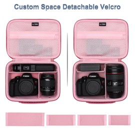 Camera Case Compatible with Canon EOS Rebel T7 / R100 / R50 / R5 / R6 Mark II / R7 / R8 / 90D / 5D Mark IV, Sony, Nikon DSLR Camera, Lens, Tripod, with 4 Pieces of Dividers and Shoulder Strap, Magenta
