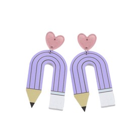 Acrylic Pencil Drop Dangle Earrings Creative Rainbow Back to School for Students Women Appreciation Teacher Pre-K Earrings Jewelry-purple rainbow