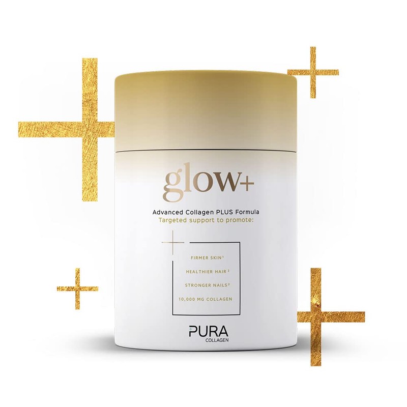 Pura Collagen Powdered Supplement Glow+, 10,000mg Hydrolysed Peptides, Hyaluronic Acid,