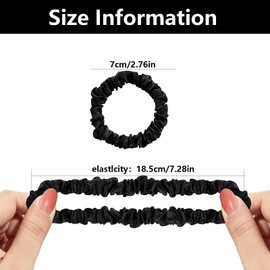 12 Pcs Silk Hair Scrunchies For Hair, Satin Scrunchies For Women, Silk Hair Ties, Ponytail Holders, For Thick Thin Hair Women's Black Cute Satin Sleepy Hair Scrunchie (Black)