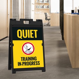 Sigo Signs Quiet Training In Progress Sidewalk Sign Kit, 18x24 Inches, With A Frame Stand, Made in USA