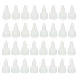 PATIKIL 20/410 Twist Bottle Caps, 50Pcs Plastic Ribbed Edge Squeeze Bottle Replacement Caps with Foam Gasket for Paint Lids Glue Dispensing, White