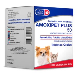 Amoxipet Plus 50 C/30 Tabletas Pets Pharma