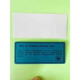 Etiqueta de jamba de puerta 68-76 gm con cubierta de abrigo transparente calcomanía original número de identificación repro nueva
