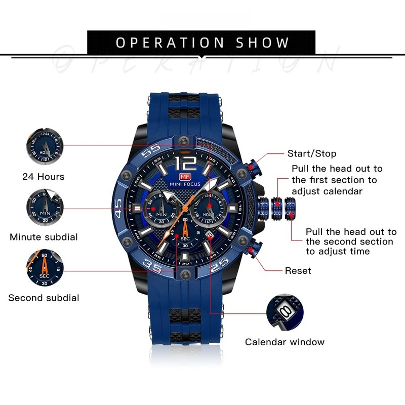 AIMES Mens Watches Sport Military Waterproof Multifunction Chronograph Watch Luminous