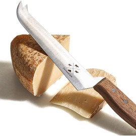 Formaticum Professional Tasting Cheese Knife- 7" x 1.25" All Types of Cheese Slicer w/ Fork Tip, Stainless Steel Blade, Solid Walnut Handle, Great Cheese Charcuterie Accessories, Handmade in Italy