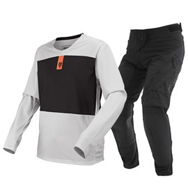 MENDLOR Motocross Jersey Pants Combo Mens Mx Gear Set Dirt Bike Riding Offroad Riding Racewear Adult Racing Set (Black Grey, Jersey S/Pants 30)