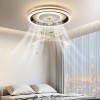 LED Ceiling Fan with Light Round Flush Mount Dimmable Chandelier