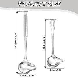 GUOYOU 2 Piece Stainless Steel Duckbill Spoon, Sauce Soup Spoon, Gravy Ladle with Pouring Spout, Long Handled Ladle Spoon, for Soup Sauces, Gravies, Dressings