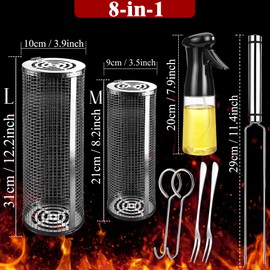 Rolling Grilling Basket Veggies Grill Accessories Bbq Net Tube Tools Set Barbecue Cage Outdoor Flat Top Pellet Electric Camping Cooking Picnic Gear Must Haves Essentials Gadgets Basket for Vegetable
