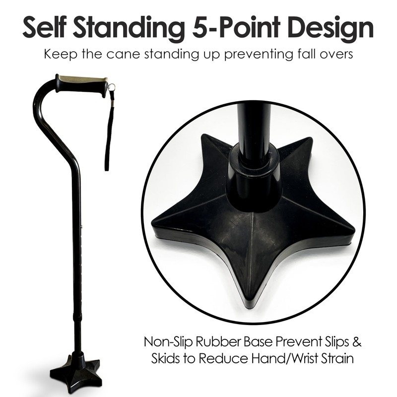 Superstar Self Standing Cane Tip has Non-Slip Heavy Duty Rubber