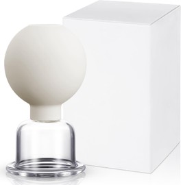 Nuanchu Facial Cupping Cup White Glass Face Cup Silicone Cupping Massage Vacuum Suction Mug for Body Face Leg Arm Back Shoulder Muscle and Joint Pain(1.5 Inch Diameter)