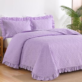 DJY Purple Quilt Set Twin Size Lightweight Soft Bedspread Coverlet Set Bedding Set 2 Pieces for All Season (86"x68")