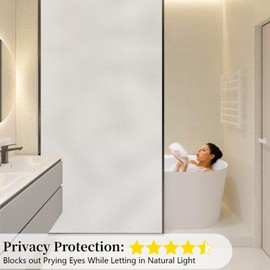 Niviy Frosted Glass Window Privacy Film with Free Installation Tools Static Cling Bathroom Window Frosting Film Day and Night Windows Cling Home Glass Door Cover, 17.5 inch x 78.7 inch