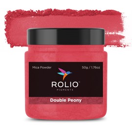 Rolio Premium Mica Powder - Double Peony (50G / 1.76oz) - 1 Jar of Pink Pigment Powder for Epoxy Resin, Dye, Soap Making, Nail Polish, Paint, Candle Making, Bath Bombs, Slime