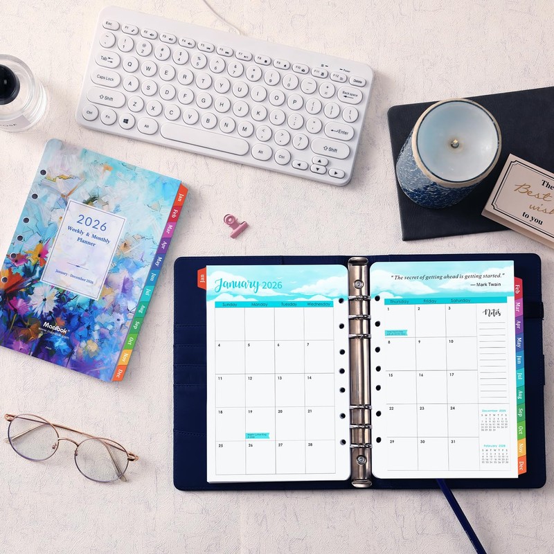 2026 Planner Refills - Planner Inserts with 7-Hole Punched, 5-1/2"