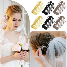 LYSAIMG 15 Pcs Wig Clips,Chunni Clips with Safety Pins,3 Color Hair Extension Clips,Strong Chunni Grip Hair Clip,Metal Wig Clips,DIY Chunni Clips Comb,Portable Wig Clips to Secure Wig for Women Men