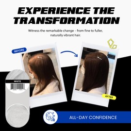 PrimeLook Hair Building Fibers, Luxurious Building Fibers for Thinning Hair, Superior Formula for Men & Women, Instant Volume, Matches Colors (27.5g, White)