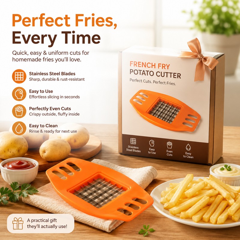 French Fries Potato Cutter for Home Kitchen – Multifunction Metal