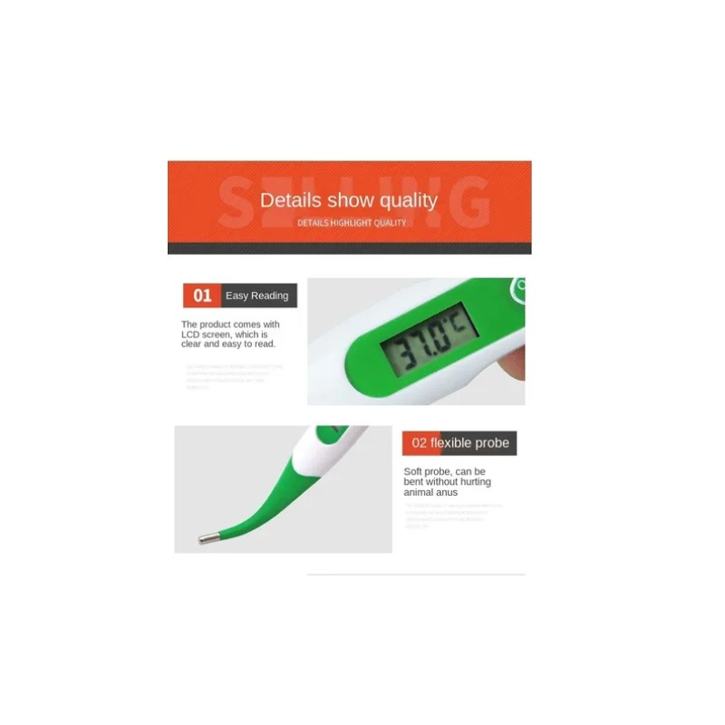 Termómetro Veterinario, Digital Flexible Perros Gatos Panda