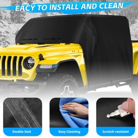 Jeep Gladiator 2020-2023 Cab Covers - Waterproof 4 Door, 420D Upgraded PU2 Resistant Cover Windproof Dustproof Rain Snow All Weather with 6 Gust Hooks
