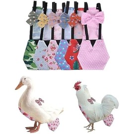 MANON ROSA Chicken Diapers Bantam Hens - Reusable 6-Piece Set with Bow Ties Poultry Nappies Washable Waterproof for Geese Pet Ducks Silkie (6D S)