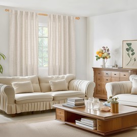 BGment Linen Curtains 63 Inch Length for Living Room, Rod Pocket Rustic Country Window Drapes Light Filtering for Farmhouse Bedroom Decorative, 2 Panels Set, 34 Inch Wide Each Panel