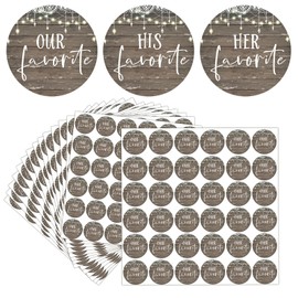 MotiMind 300 Pcs Rustic Wedding Stickers His Her Favorite Our His Her Favorite Wedding Labels Bridal Shower Stickers for Guests Favor Envelope Candy Bag