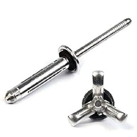 Tri-Fold Exploding Pop Rivets 3/16 (#6) Aluminum Shaveable Head Blind Rivets with Sealing Washer 6-12, 3/16" x 3/4" Grip (0.050-0.750) QTY 25