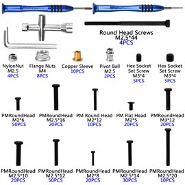 Vgoohobby 298PCS RC Tool Kit Kit M2 M2.5 M3 Screw Fastener Bolts Hex Wrench Screwdriver Repair Kit Compatible with 1/12 WLtoys 12423 12427 12428 12429 FY-01 FY-07 FY-08 RC Car