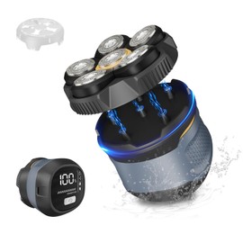Head Shavers for Bald Men, 6D Electric Razor for Men Wet & Dry IPX6 Waterproof Head Shave, LED Display Rechargeable Rotary Razor with Type-C Charging, Removable Magnetic Shaving Head