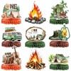 9 PCS Camping Honeycomb Centerpieces with Fake Campfire, Camping Table