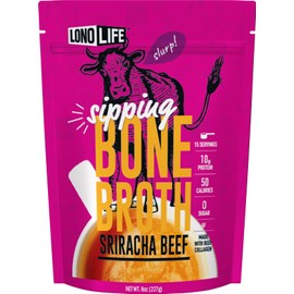 LonoLife Sriracha Beef Bone Broth Powder Mix | Grass-Fed, 10g Protein | Collagen-Rich, Keto & Paleo Friendly | Natural Ingredients | 8oz Bulk Packaging
