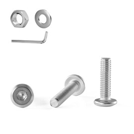 GOHODOMINO M5×18mm Flat Head Socket Cap Screws Bolts, Nuts, Flat Washers, 20Pcs, 304 Stainless Steel 18-8, Allen Socket Drive, with Hex Spanner