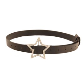 Punk Street Style Taillenkette Damen Gürtel Kleid Hemd Dekoration mit Strass Stern Schnalle PU Leder Bundgürtel, Schwarz , 105cm