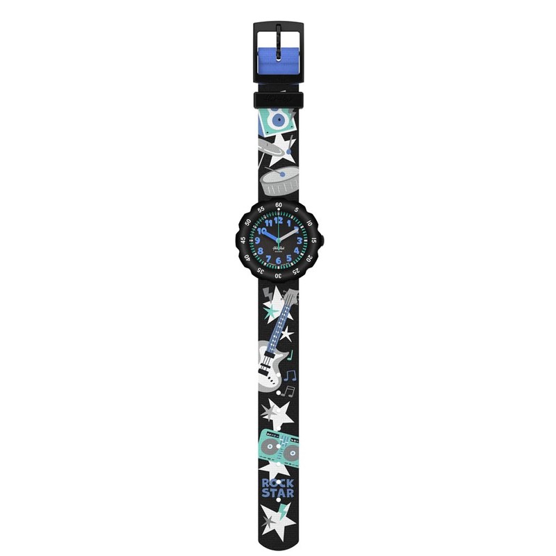 Swatch FPSP077 Flick Flak Stage Star Wristwatch, Boys, Black